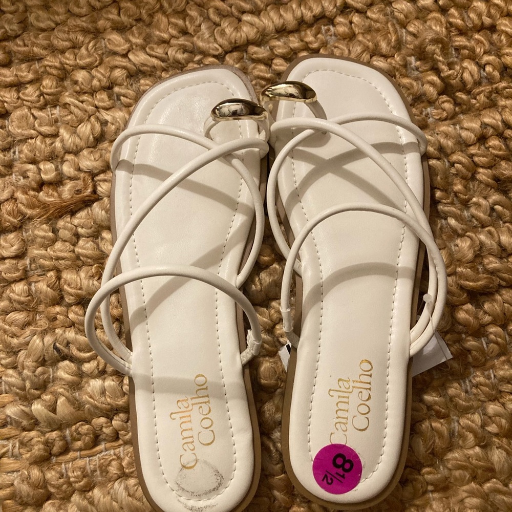 Camila Coelho White Strappy Sandals - size 8.5